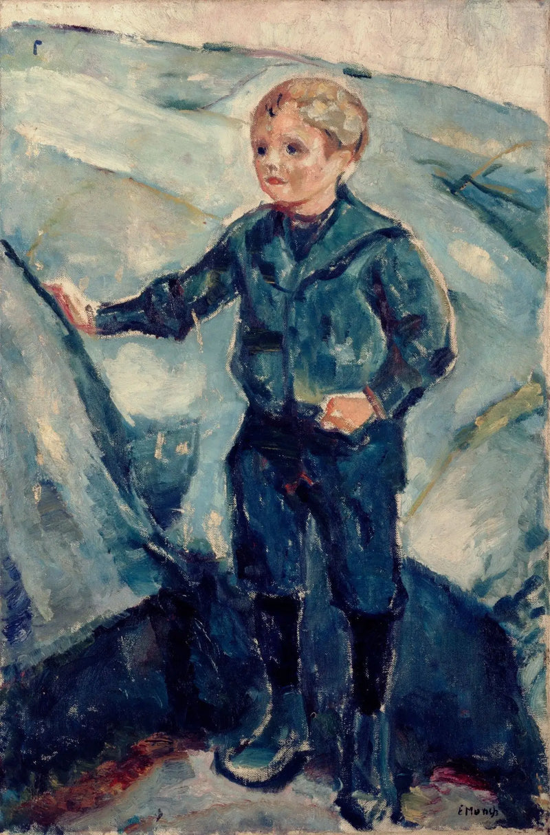 Jongen in een rotsachtig landschap - Edvard Munch