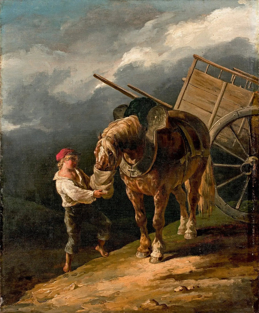 Jongen die haver aan een losgemaakte paard geeft - Théodore Géricault