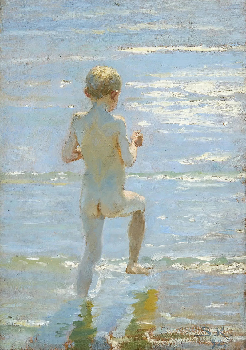 Jongen die aan het zwemmen is. - Peder Severin Krøyer