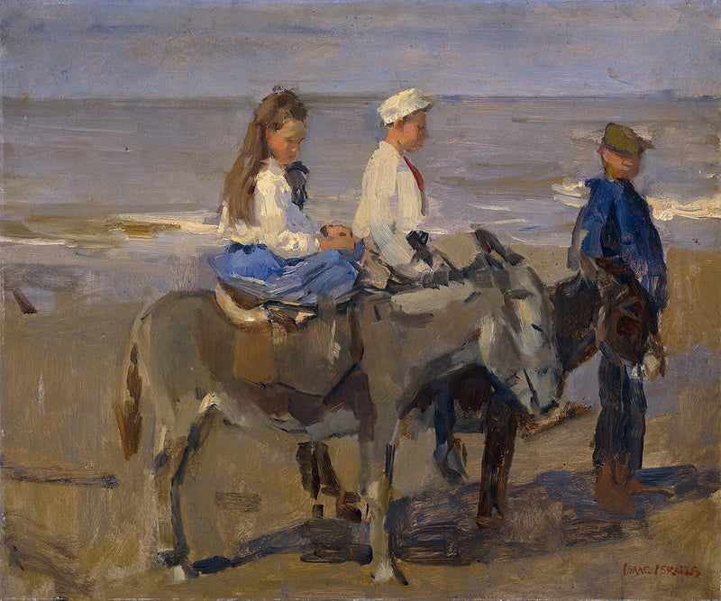 Jongen en meisje op ezels - Isaac Israëls