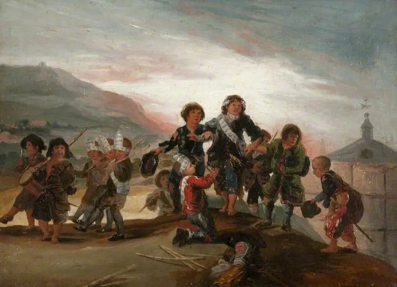 Jongens die soldaatje spelen - Francisco de Goya