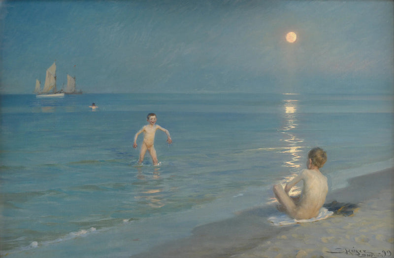 Jongens die zwemmen in Skagen. Zomeravond - Peder Severin Krøyer