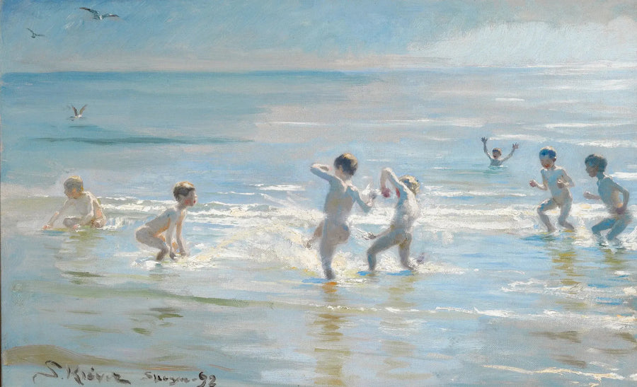 Jongens die 's avonds in de zomer baden op het strand van Skagen - Peder Severin Krøyer