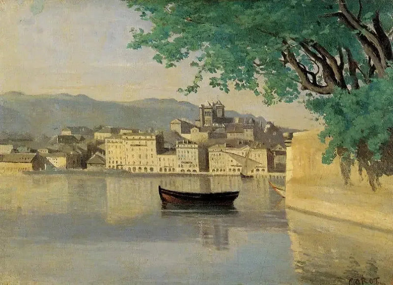 Genève, uitzicht op een deel van de stad - Jean-Baptiste Camille Corot