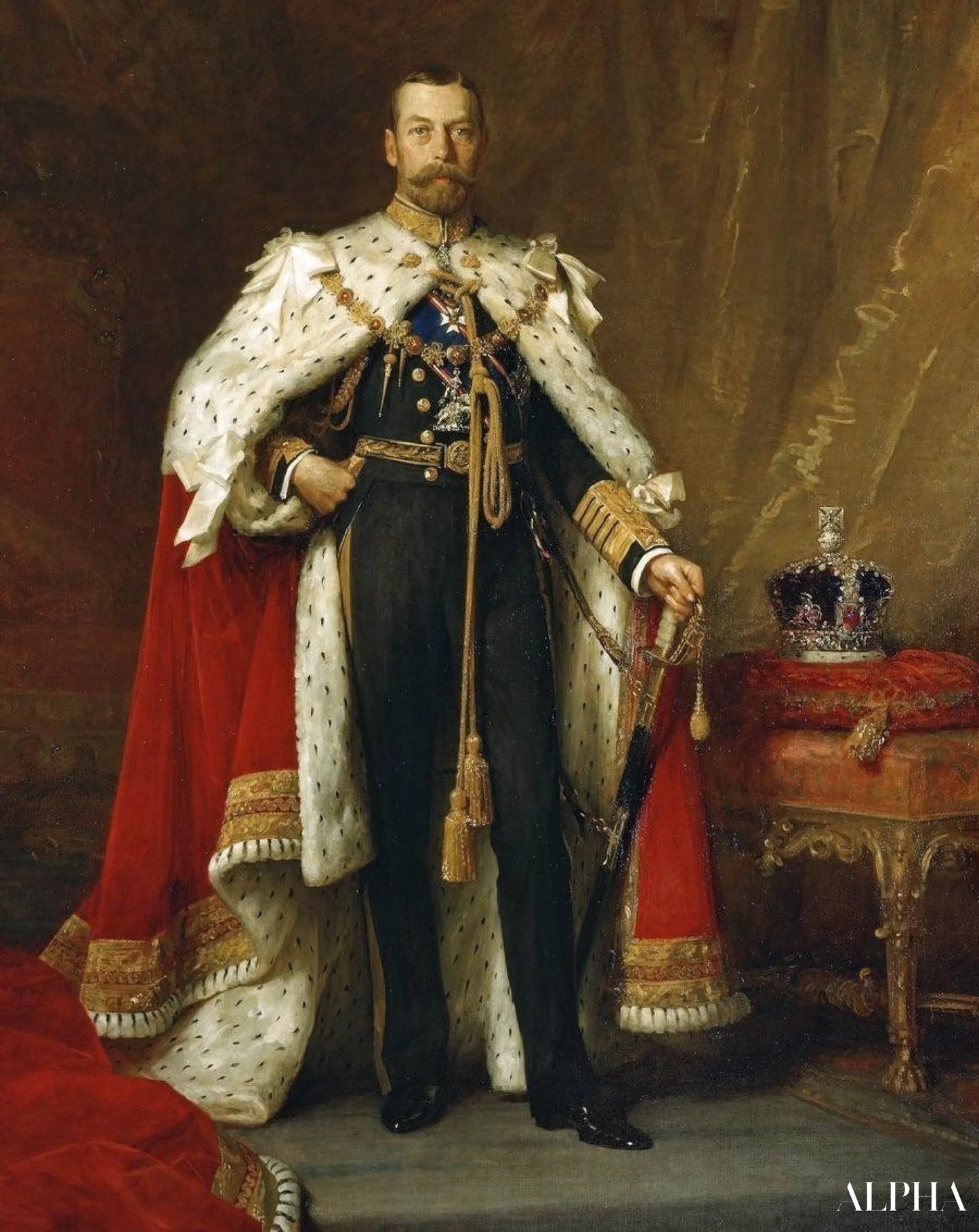 George V in kroningsrobe - Luke Fildes - Reproducties van hoogwaardige schilderijen en kunstwerken