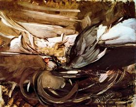 Wildgezicht in zwart - Giovanni Boldini