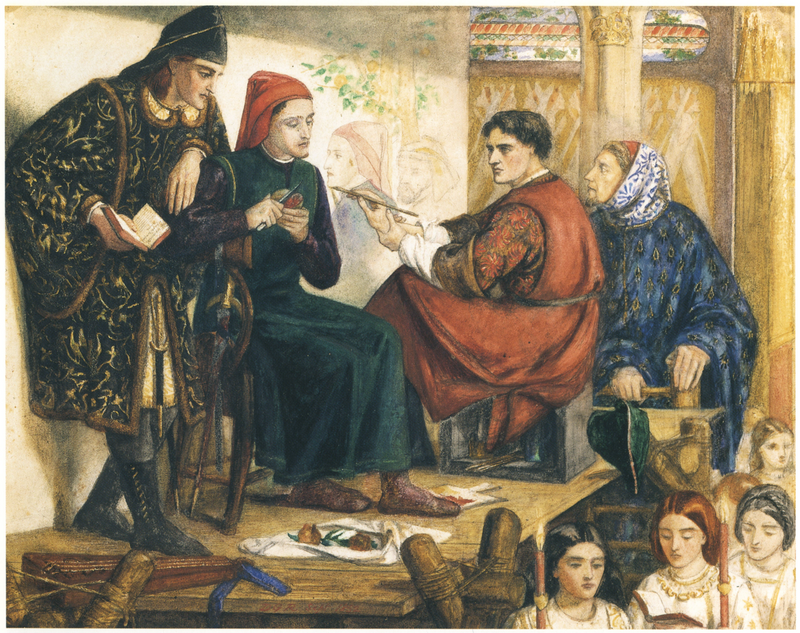 Giotto schildert het portret van Dante - Dante Gabriel Rossetti