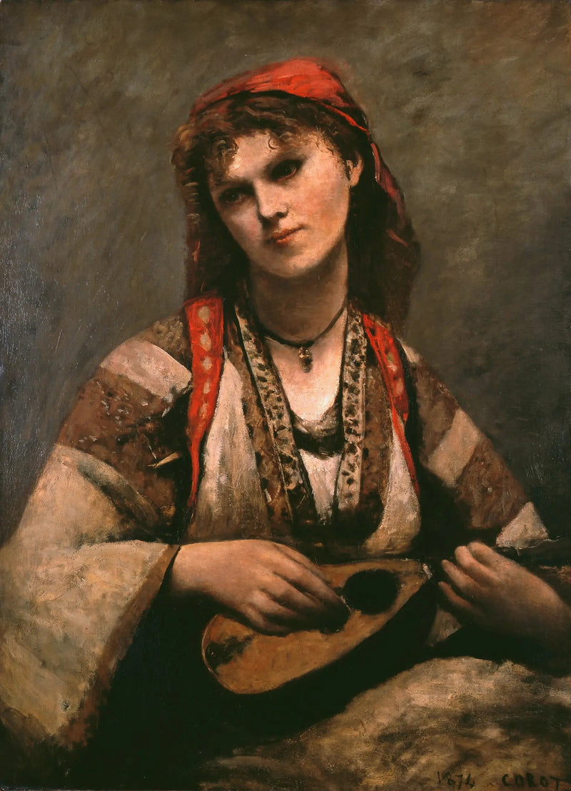 Gitane met mandoline - Jean-Baptiste Camille Corot