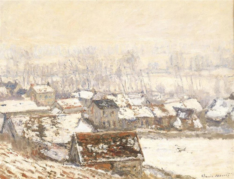 Het dorp Giverny onder de sneeuw W1055 - Claude Monet