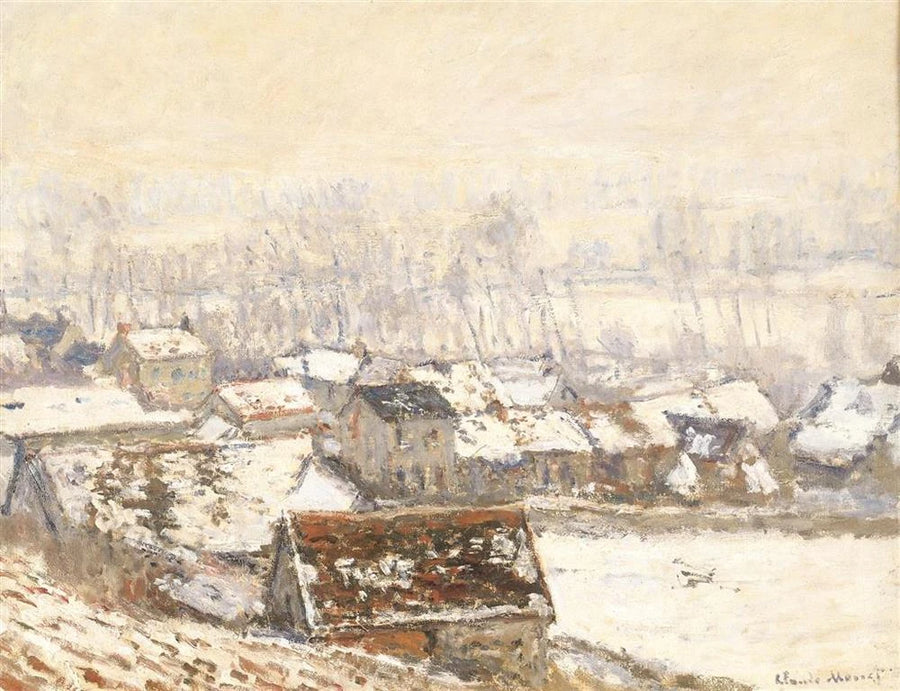 Het dorp Giverny onder de sneeuw W1055 - Claude Monet
