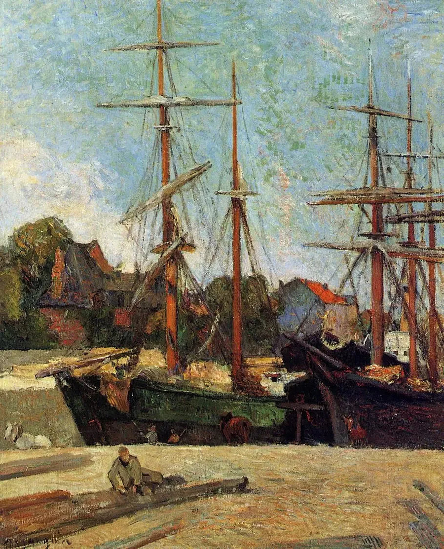 Schoener en driemaster in de haven, of Schepen in de haven - Paul Gauguin