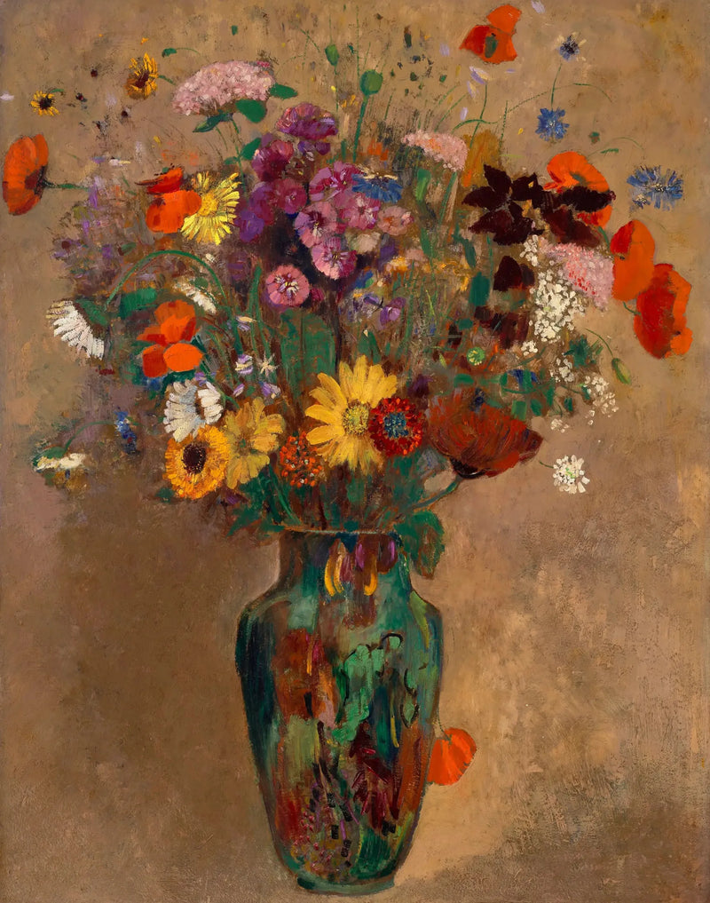 Groot boeket veldbloemen - Odilon Redon