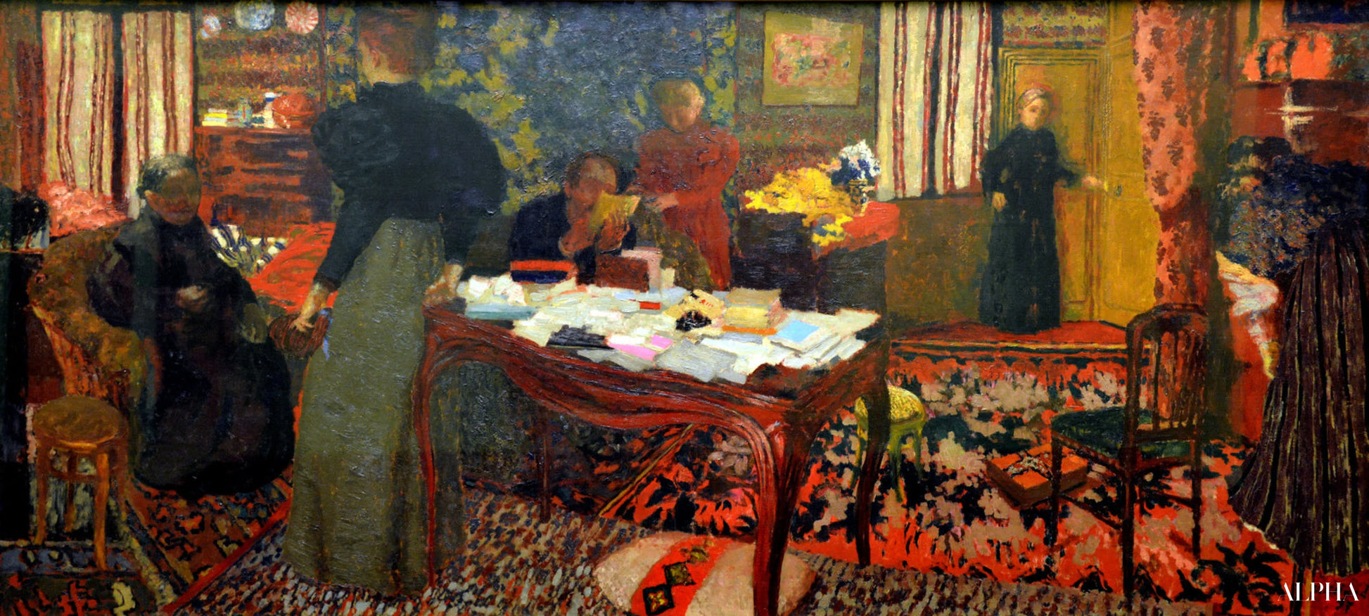 Groot interieur met zes figuren Kunsthaus, Zürich - Édouard Vuillard - Reproducties van schilderijen en hoogwaardige schilderijen