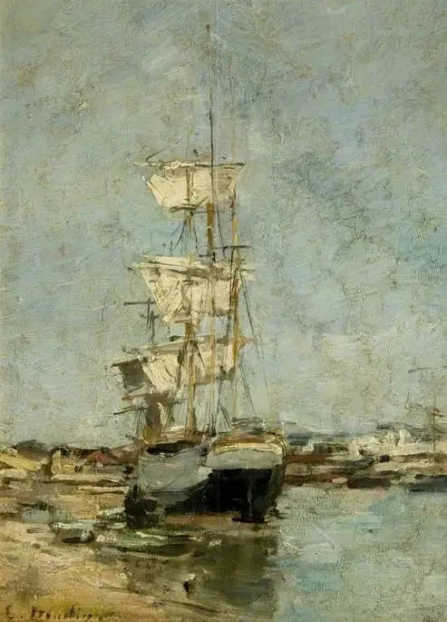 Grote zeilboot in de haven van Deauville - Eugène Boudin
