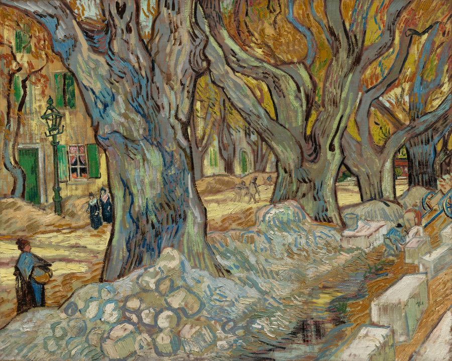 De grote plataanbomen (Wegwerkers in Saint-Rémy) - Vincent van Gogh