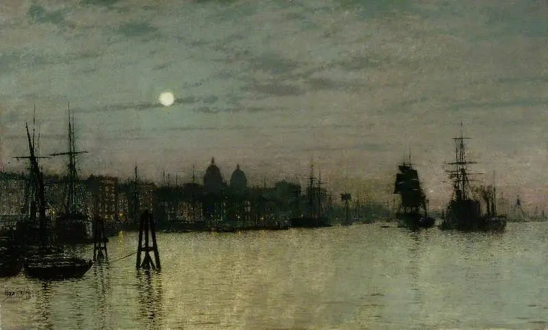 Greenwich, Demi-marée - John Atkinson Grimshaw image 1 reproduction de peinture à l’huile
