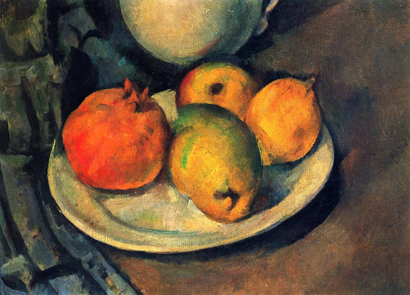 Granaatappel en peren op een bord - Paul Cézanne