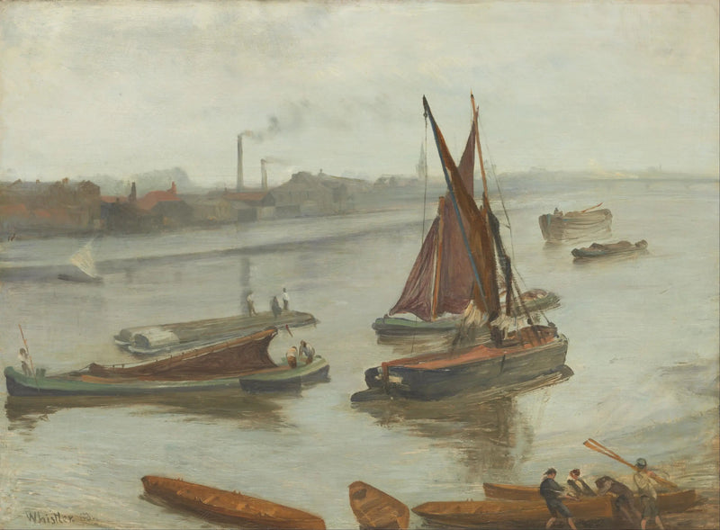 Grijs en zilver: Old Battersea Reach - James Abbott McNeill Whistler