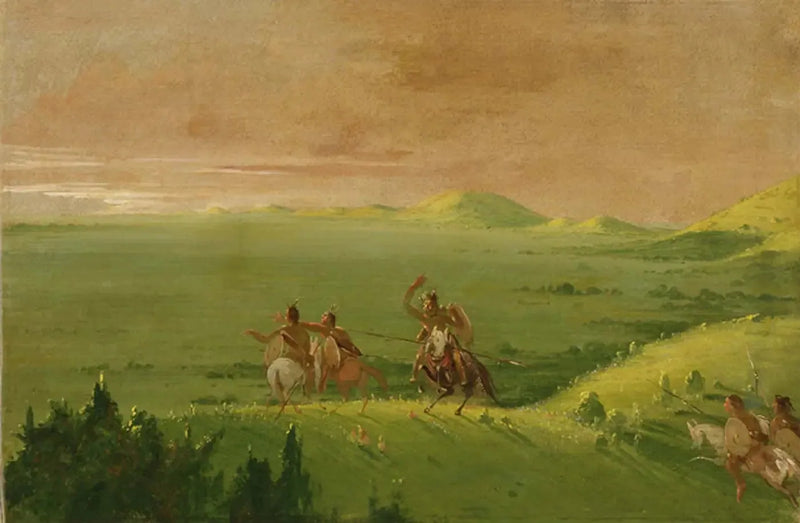 Comanche oorlogsgroep, de leider ontdekt de vijand en moedigt zijn mannen aan bij zonsopgang - George Catlin

Source:
Groupe de guerre comanche, le chef découvre l'ennemi et exhorte ses hommes au lever du soleil - George Catlin
