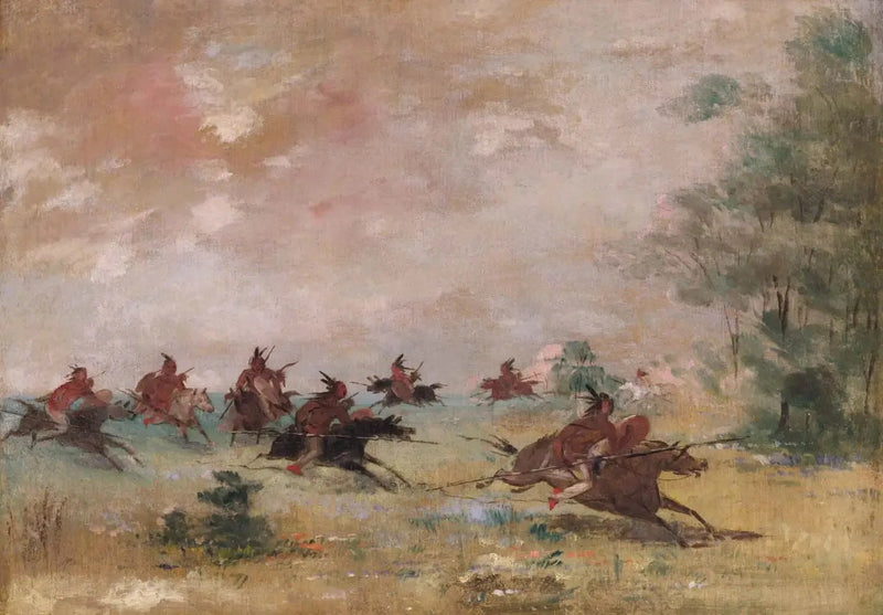 Comanche oorlogsgroep, te paard op wilde paarden - George Catlin

Source:
Groupe de guerre comanche, monté sur des chevaux sauvages - George Catlin
