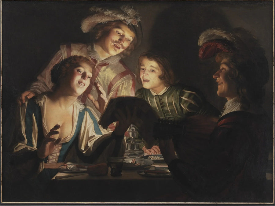 Muziekgroep bij kaarslicht - Gerrit van Honthorst