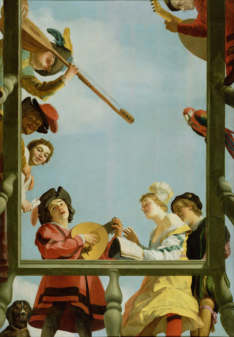 Muziekgroep op een balkon - Gerrit van Honthorst