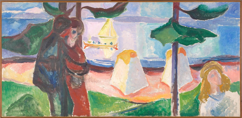 Groepen mensen op het strand - Edvard Munch