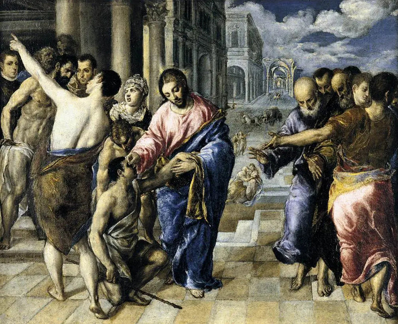 Genezing van de blinde bij de geboorte - El Greco
