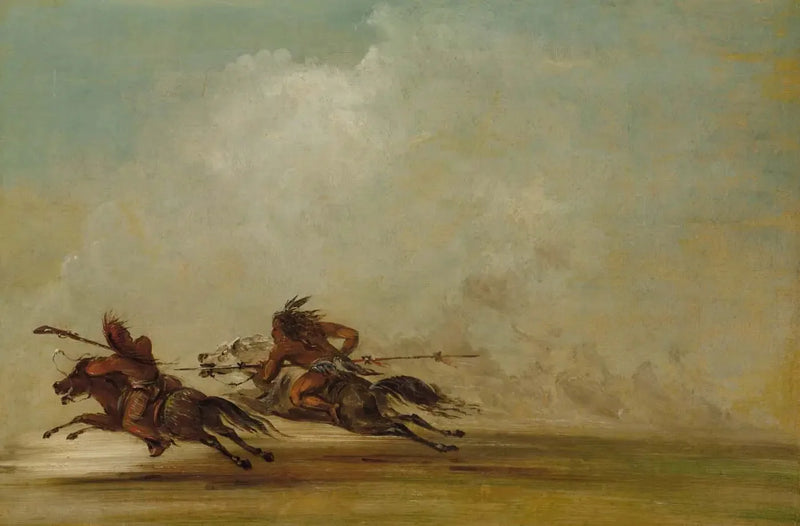Comanche-krijger die een Osage gooit, op volle snelheid - George Catlin

Source:
Guerrier Comanche lançant un Osage, à pleine vitesse - George Catlin