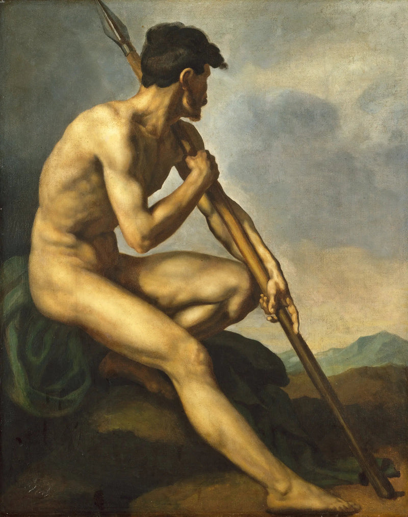Naakte krijger met een lans - Théodore Géricault