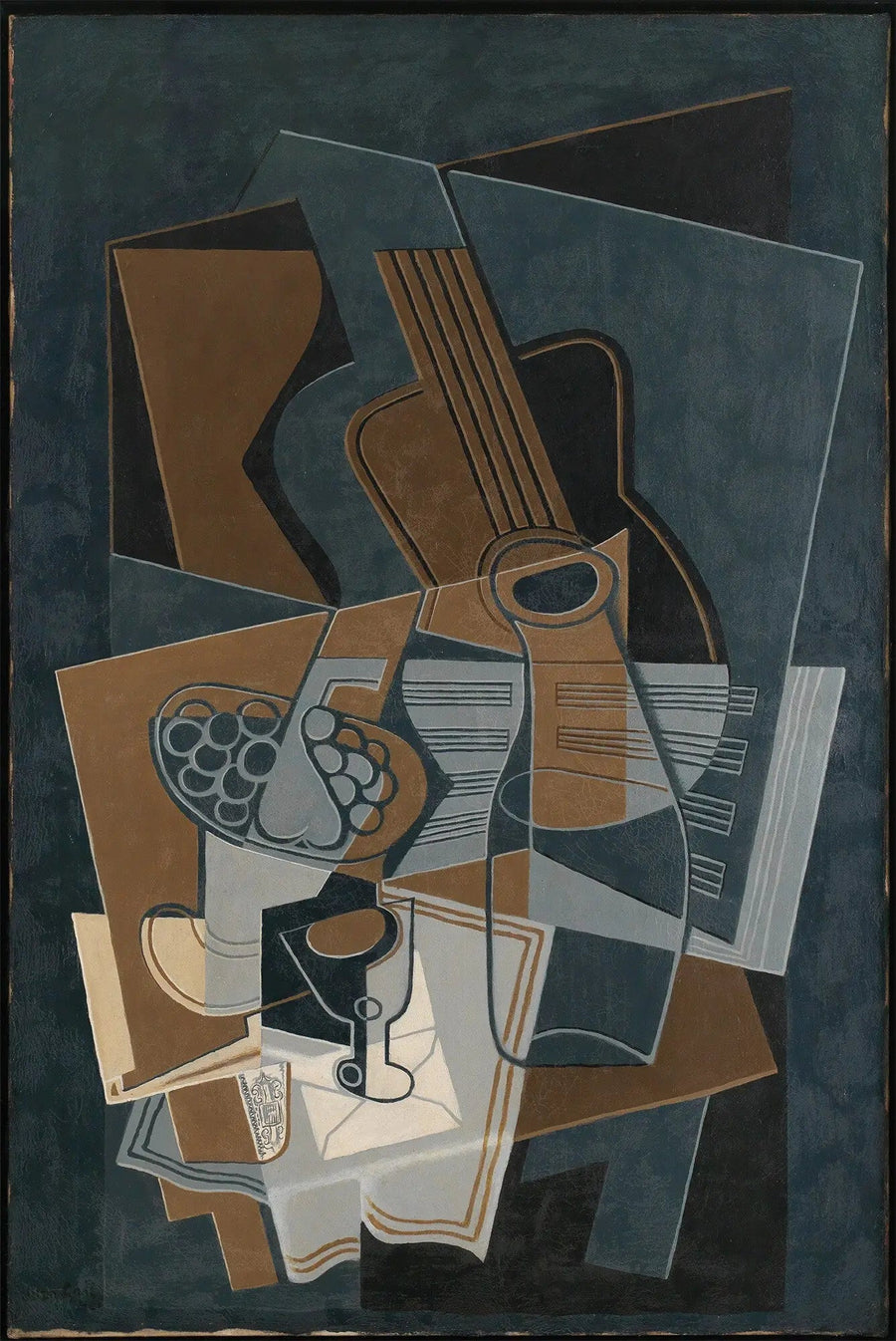 Gitaar en flesje - Juan Gris