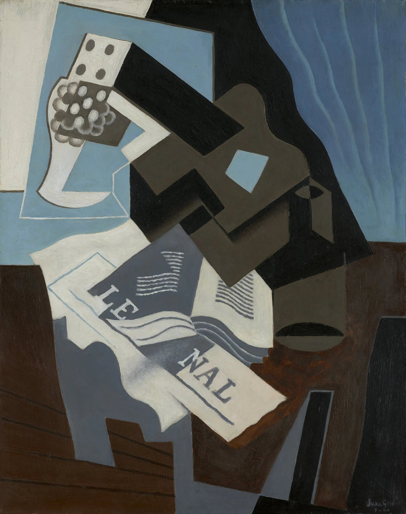 Gitaar, boek en krant - Juan Gris