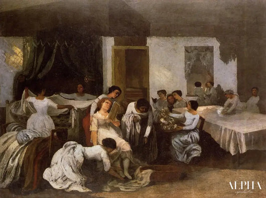 Habillage de la fille morte (habillage de la mariée) - Gustave Courbet - Reproductions de tableaux et peintures haut de gamme