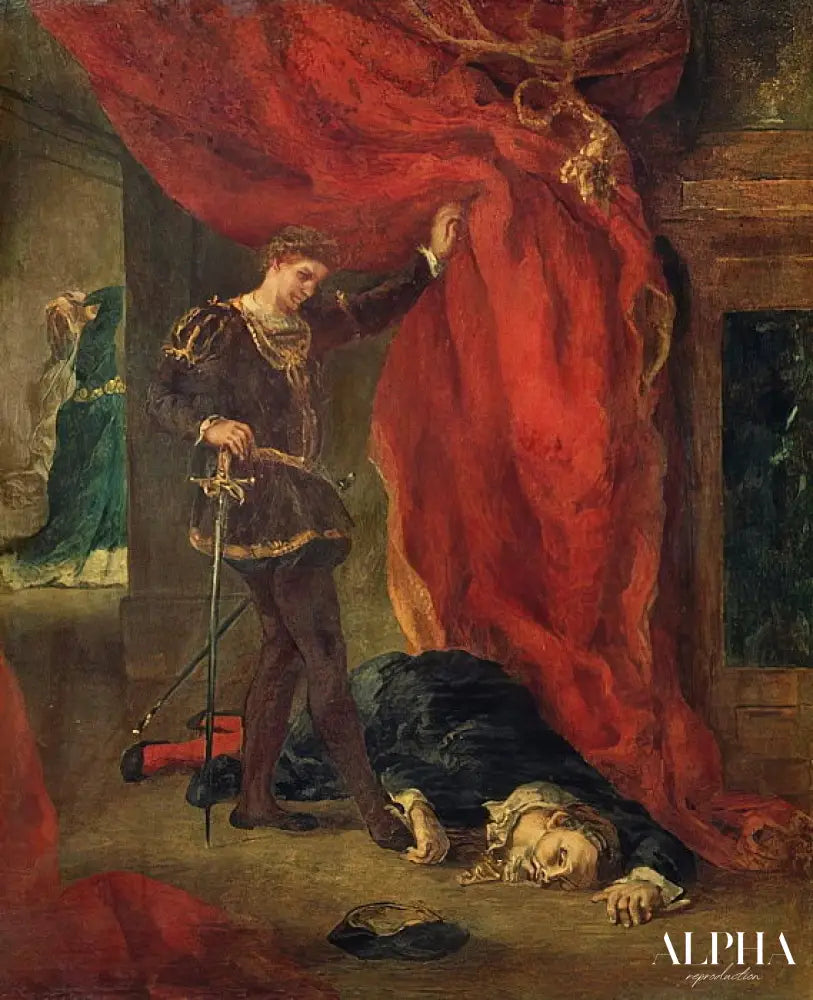 Hamlet devant le corps de Polonius - Eugène Delacroix - Reproductions de tableaux et peintures haut de gamme