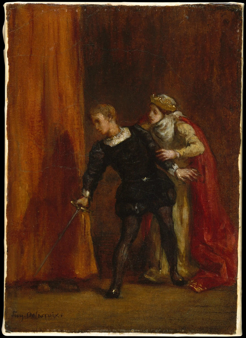 Hamlet en zijn moeder - Eugène Delacroix