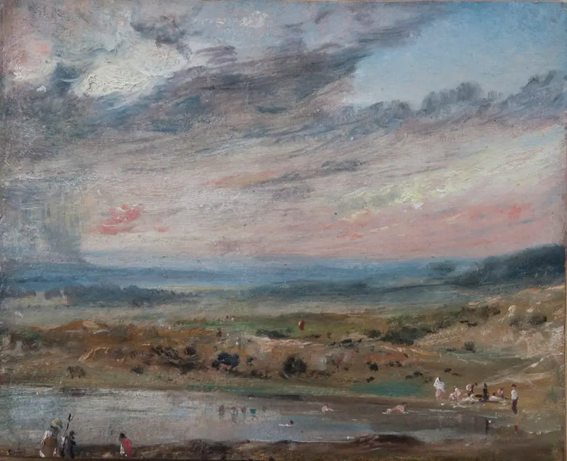 Hampstead Heath, met vijver en zwemmers - John Constable