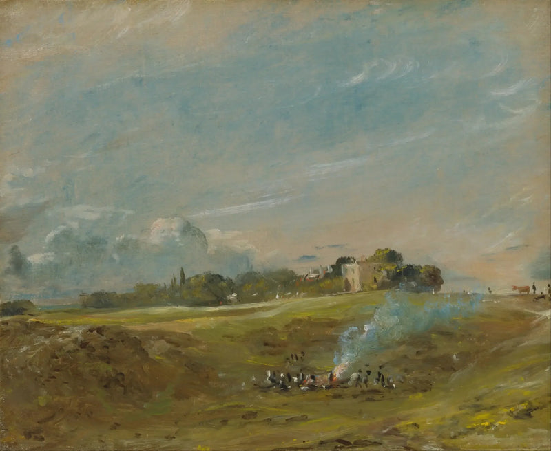 Hampstead Heath, met een kampvuur - John Constable