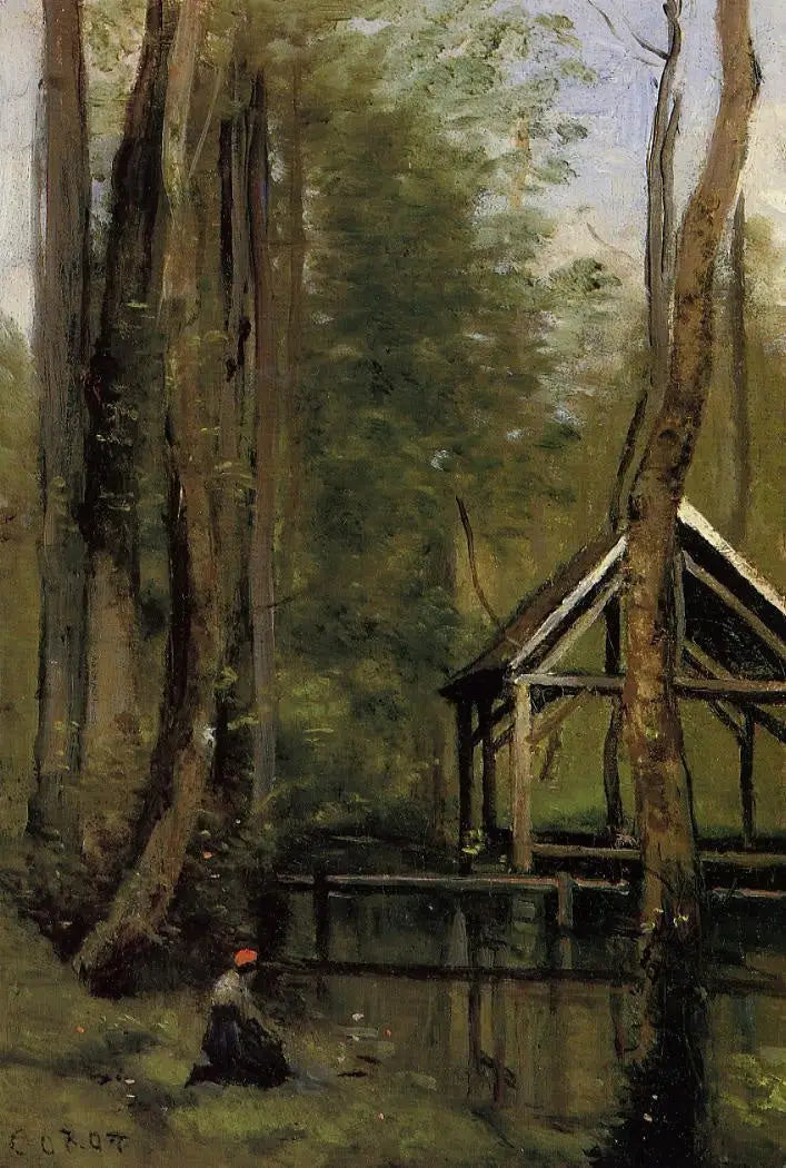 Vismagazijn in Mothois nabij Gournay-en-Brais - Jean-Baptiste Camille Corot