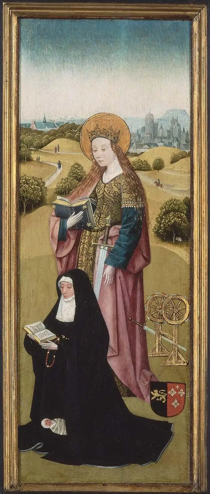Heilwich van der Rullen en haar Dochters met Heilige Maria Magdalena (buitenkant); Hendrixke van Langhel en haar Dood Kind met Heilige Catharina (binnenkant) - Hieronymus Bosch