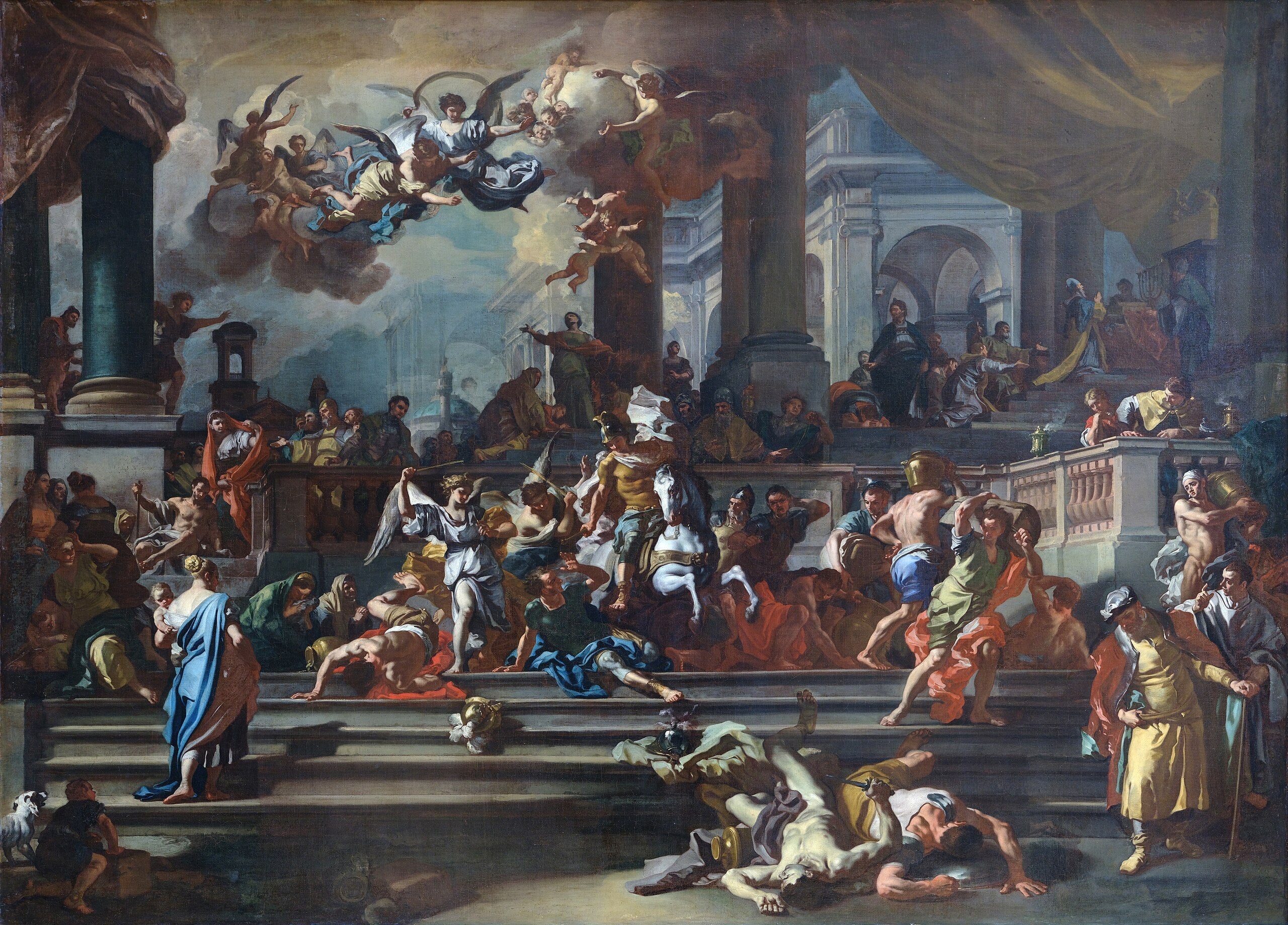 Héliodore chassé du Temple - Francesco Solimena image 1 copie de tableau peinte à la main