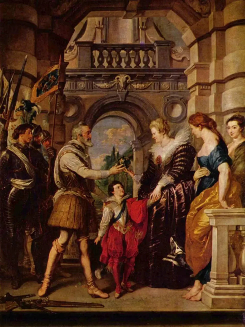 Henri IV vertrekt voor de oorlog in Duitsland en vertrouwt op 20 maart 1610 de regering van zijn koninkrijk toe aan de koningin - Peter Paul Rubens