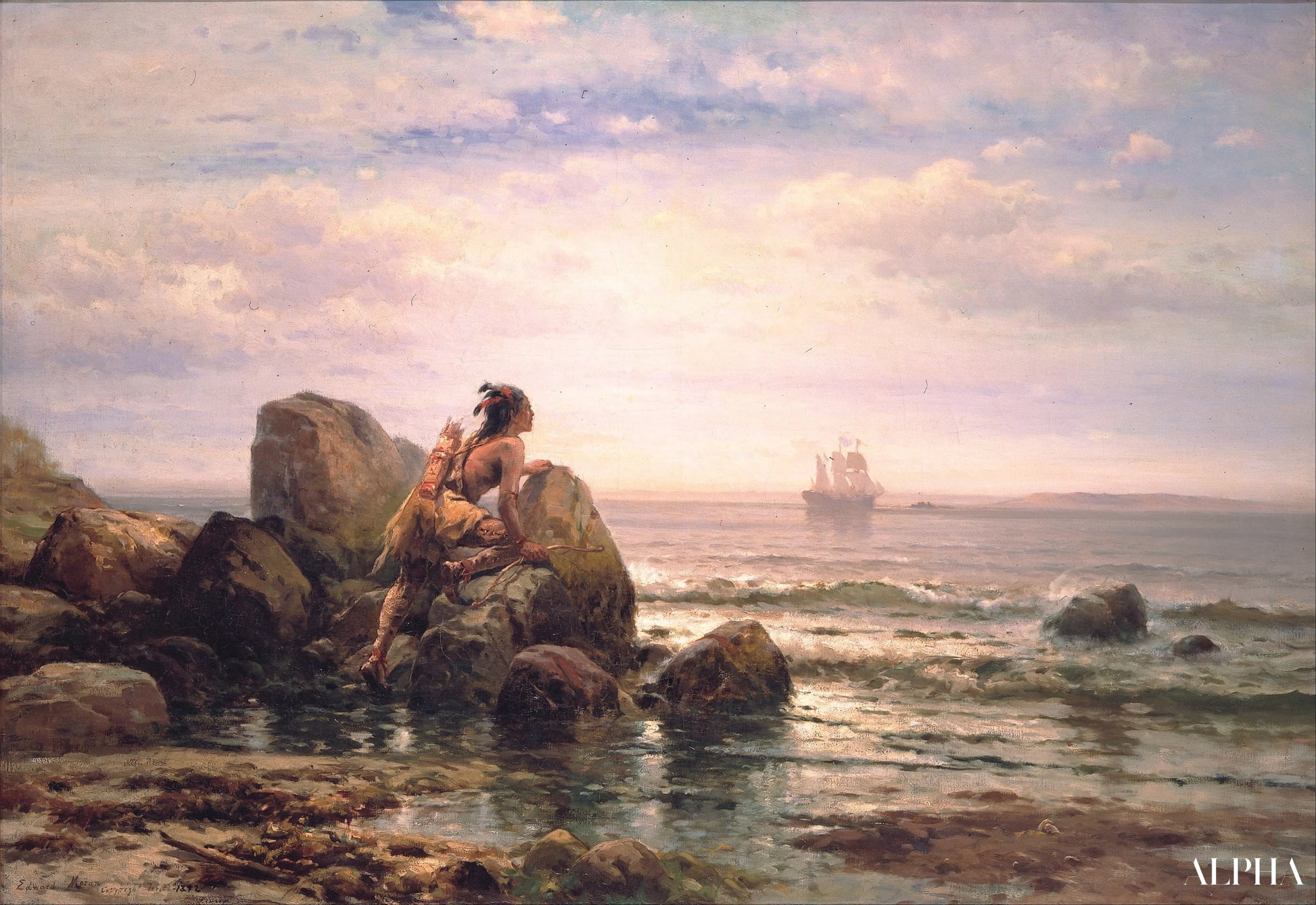 Henrik Hudson entrant dans le port de New York, le 11 septembre 1609 - Edward Moran - Reproductions de tableaux et peintures haut de gamme