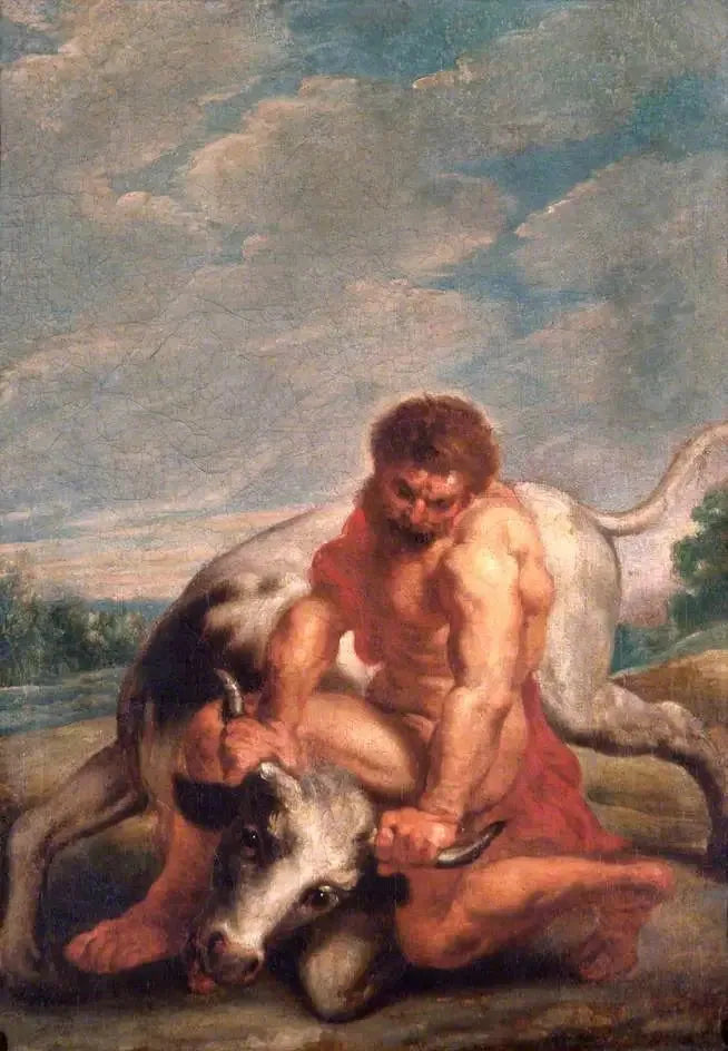 Hercules die vecht tegen Acheloos in de vorm van een stier - Peter Paul Rubens