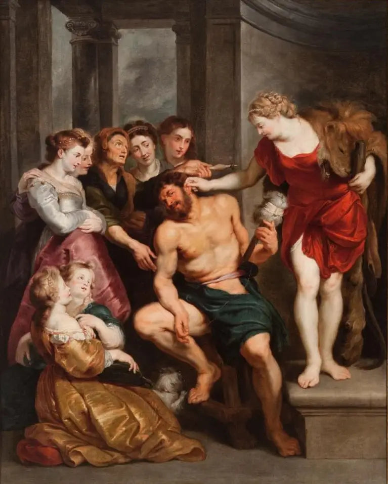 Hercules, verliefd, wordt gedomineerd door Omphale - Peter Paul Rubens