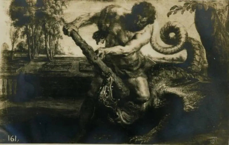 Hercules die de draak doodt in de tuin van de Hesperiden - Peter Paul Rubens