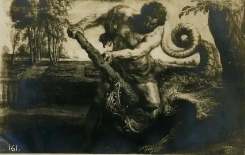 Hercules die de draak doodt in de tuin van de Hesperiden - Peter Paul Rubens