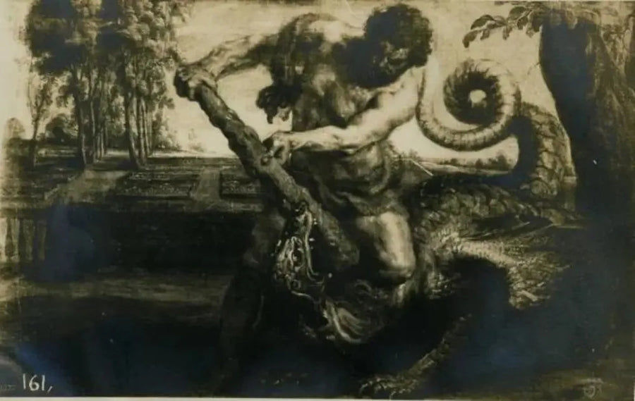 Hercules die de draak doodt in de tuin van de Hesperiden - Peter Paul Rubens