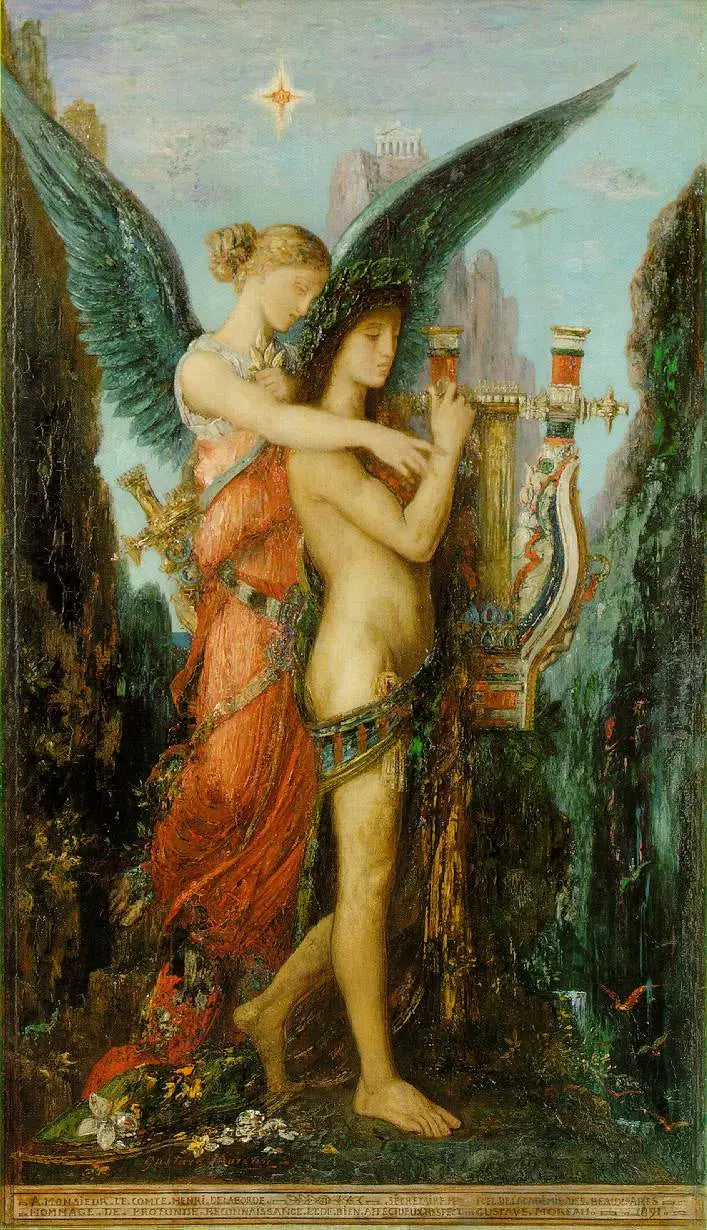 Hesiodus en de Muze - Gustave Moreau
