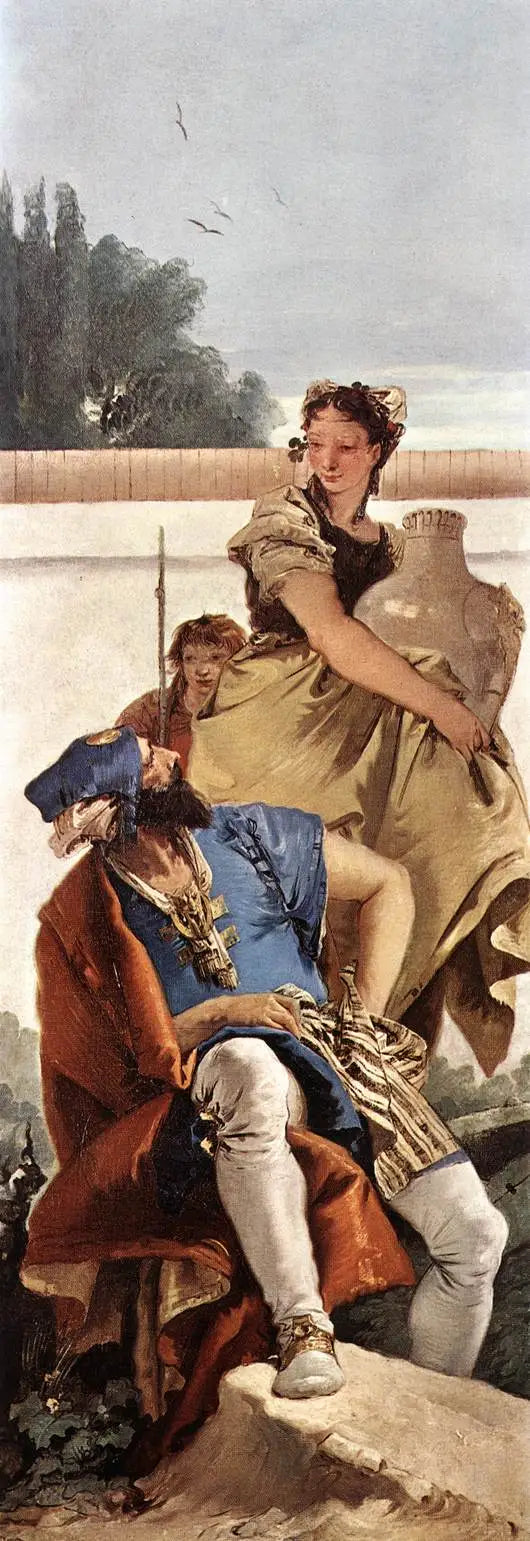 Zittende man, vrouw met een pot en jongen - Giovanni Battista Tiepolo