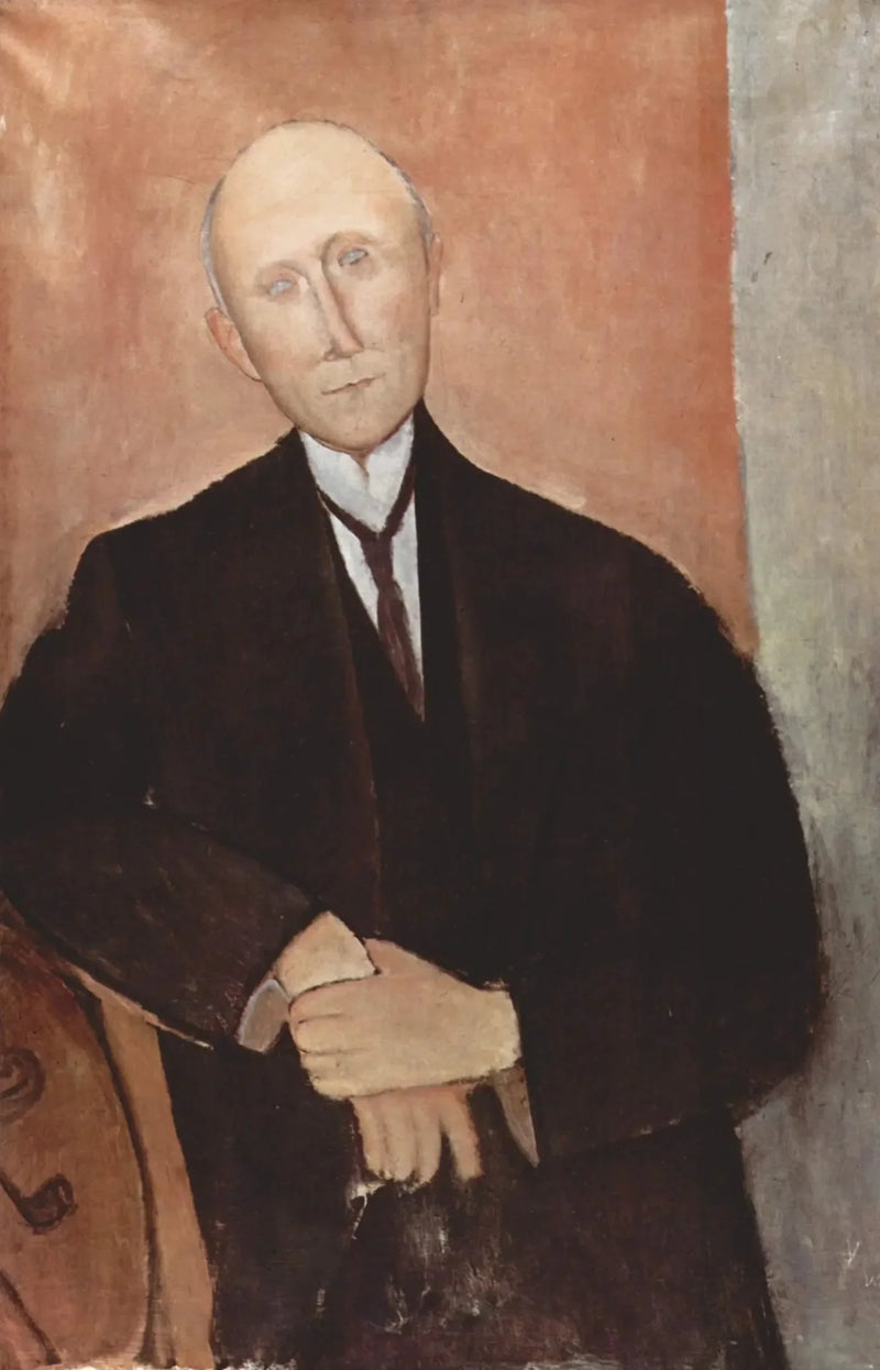 Zittende man op oranje achtergrond - Amedeo Modigliani